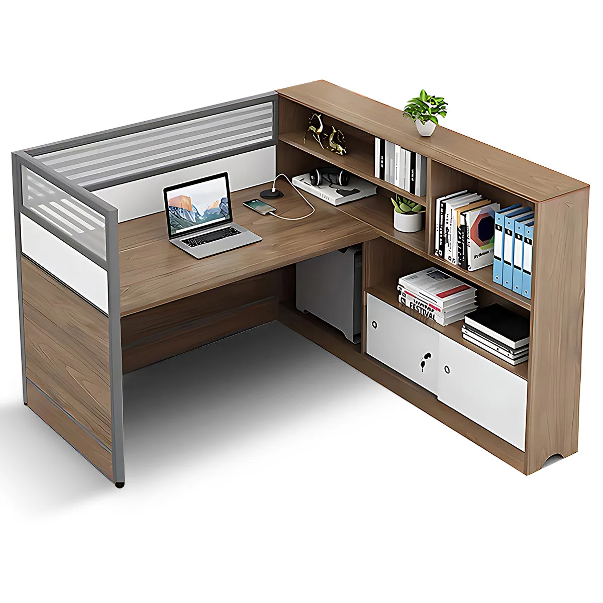 Modern Simple Partitioned Multiperson Staff Desk