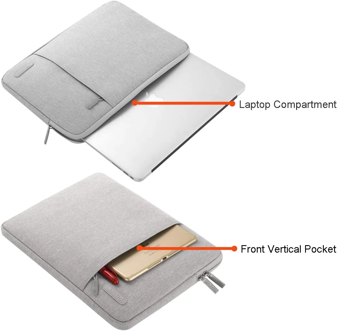 MOSISO Laptop Sleeve Bag Compatible with MacBook Air 13 inch A2337 M1 A2179 A1932 2018-2021/Pro 13 inch A2338 M1 A2251 A2289 A2159 A1989 A1706 A1708, Polyester Vertical Case with Pocket, Gray