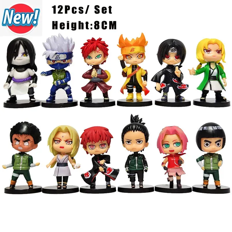 Naruto Anime Figures Set Of 12 | 7- 8 Cm | Tsunade Mightguy Set B |