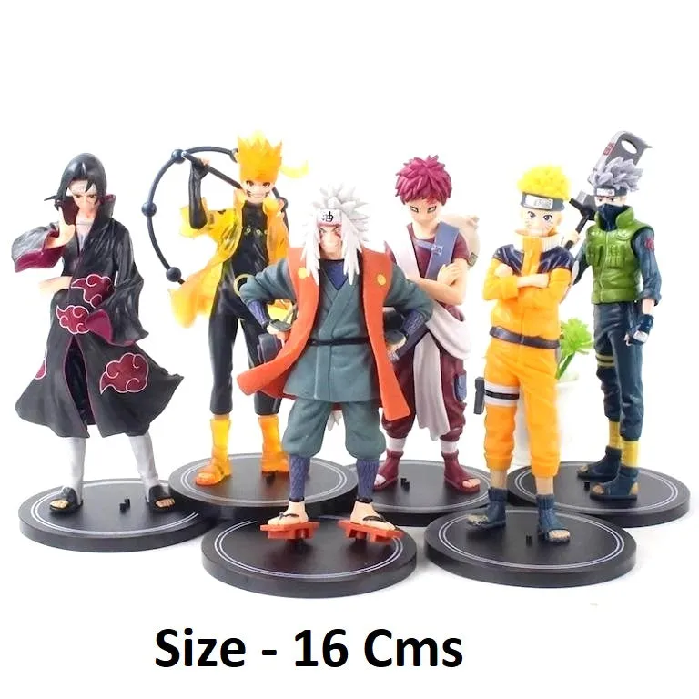Naruto Jiraya Gara Kakashi Itachi Set of 6 Big  Set E Action Figures | 16 Cm |
