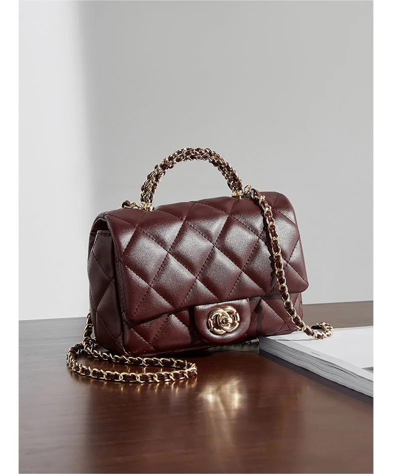 New women's metal chain shoulder crossbody bag handbag 2901 wine red