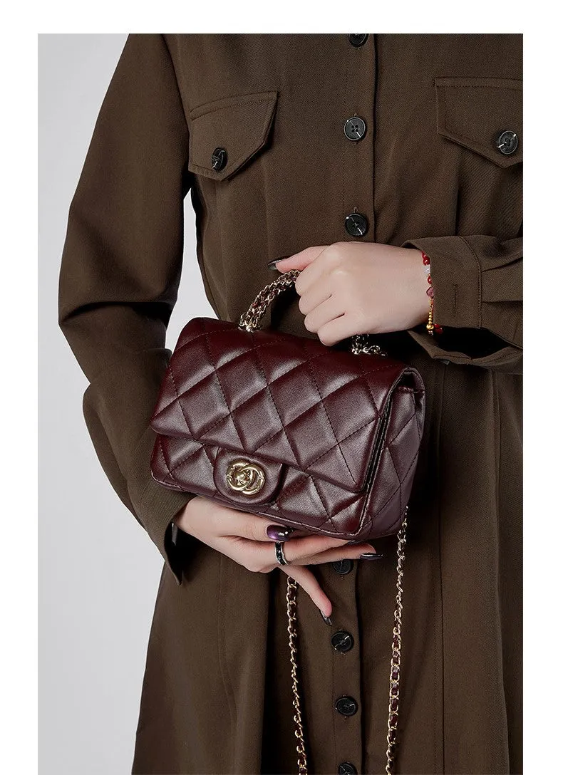 New women's metal chain shoulder crossbody bag handbag 2901 wine red