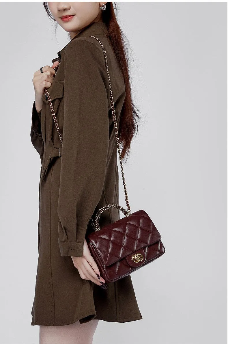 New women's metal chain shoulder crossbody bag handbag 2901 wine red
