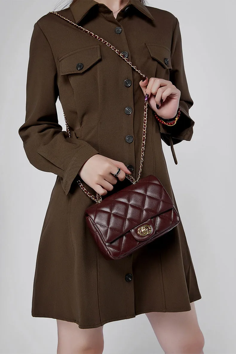New women's metal chain shoulder crossbody bag handbag 2901 wine red