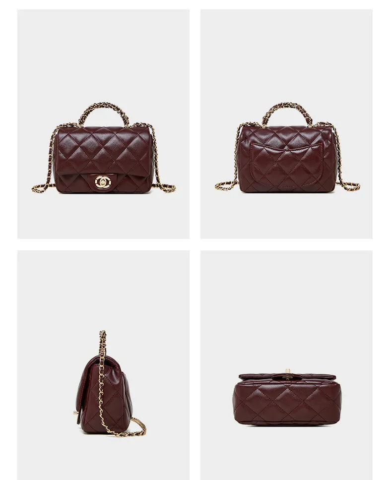 New women's metal chain shoulder crossbody bag handbag 2901 wine red