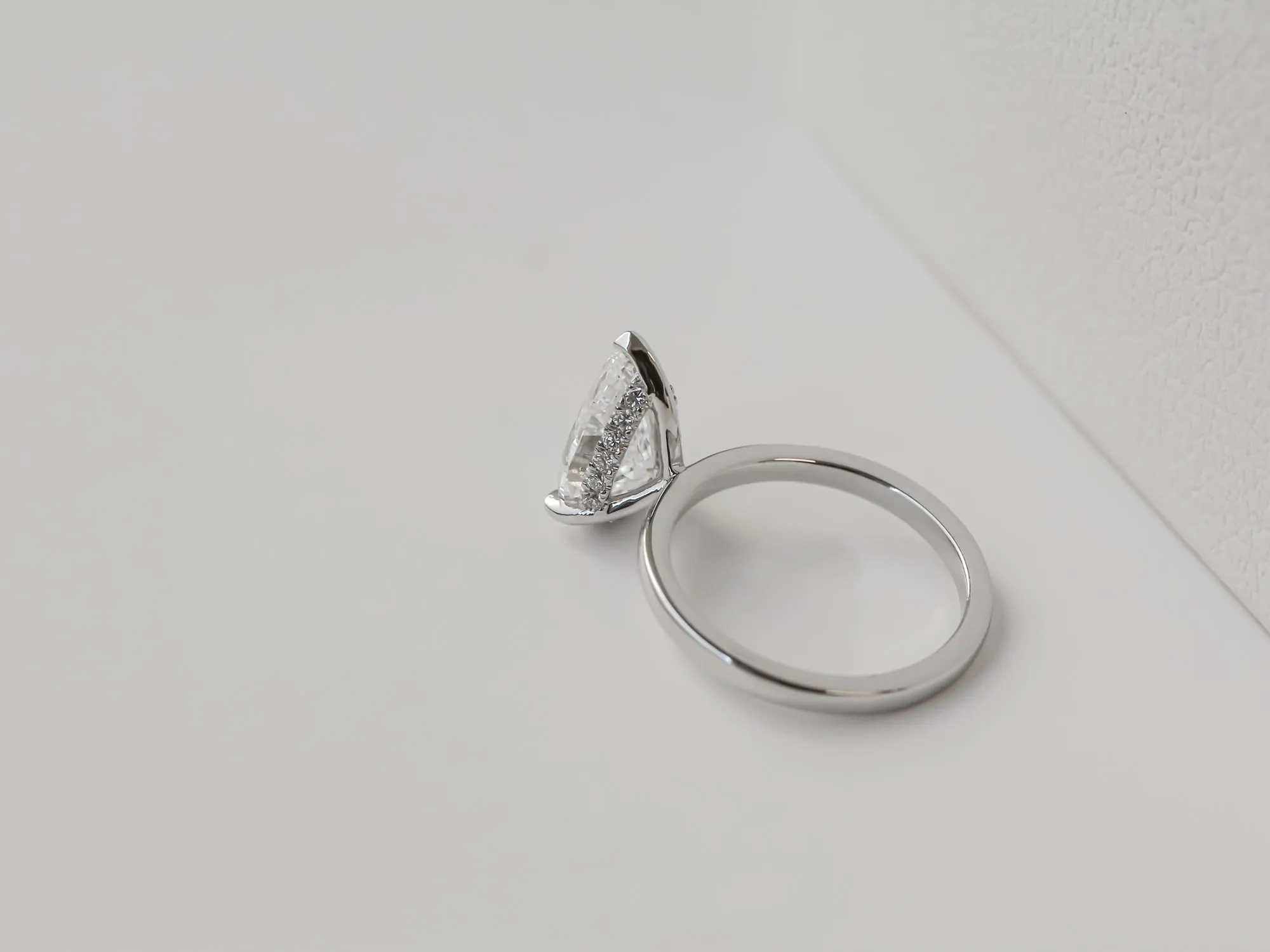 Pear Hidden Halo Ring