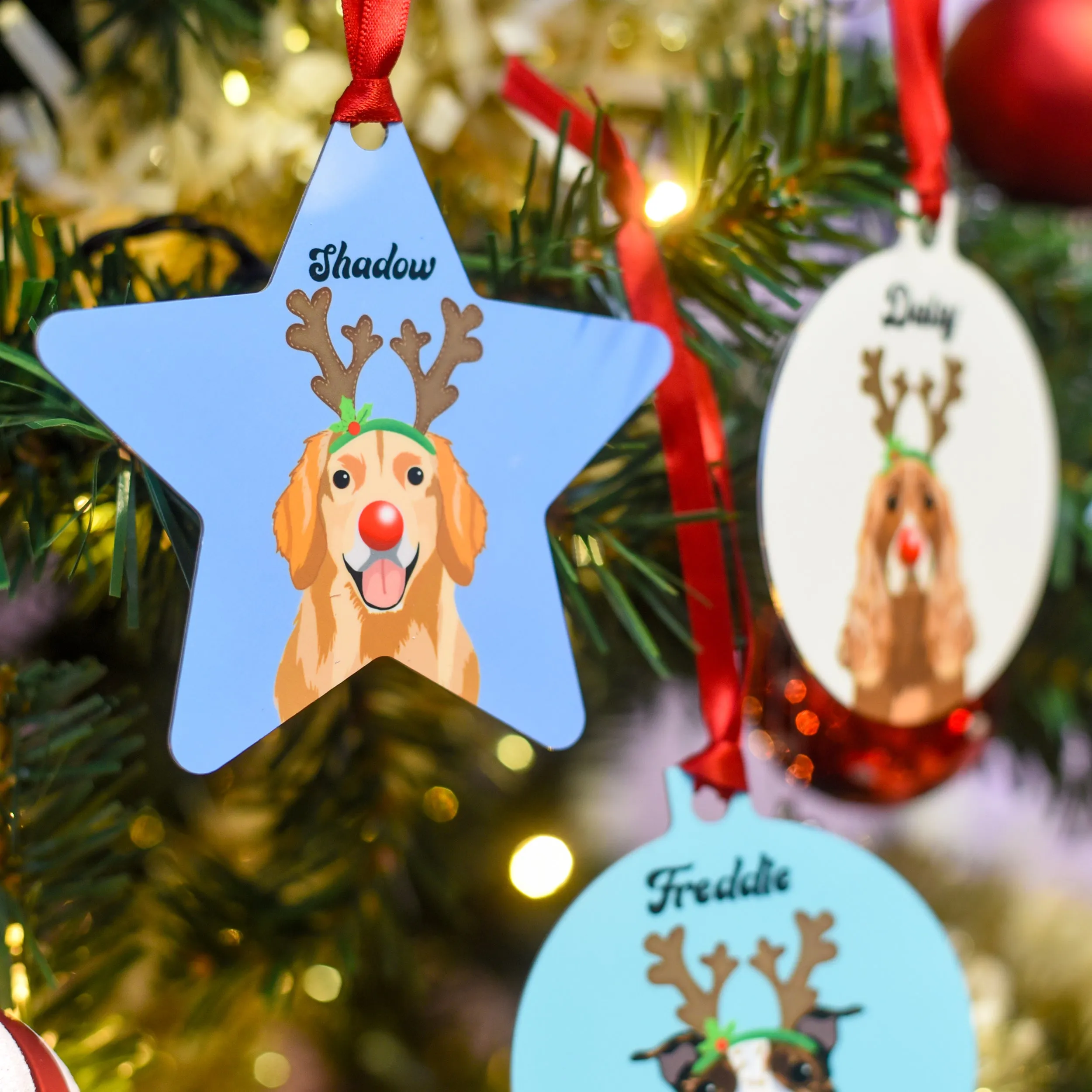 Personalised Reindeer Dog Christmas Decoration