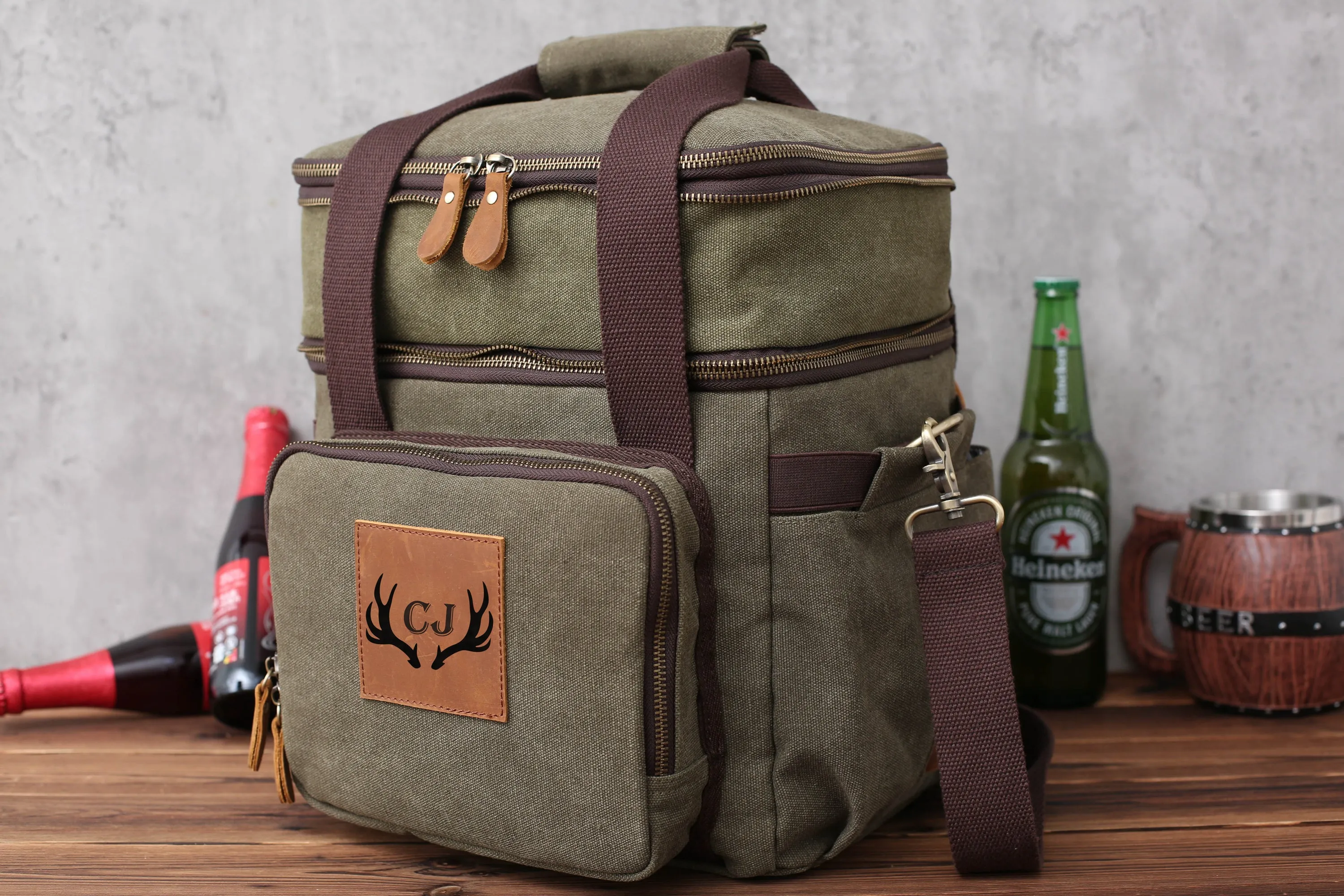 Personalized Double Decker Beer Cooler Bag Groomsmen Cooler Groomsmen Gifts Insulated Lunch Bag