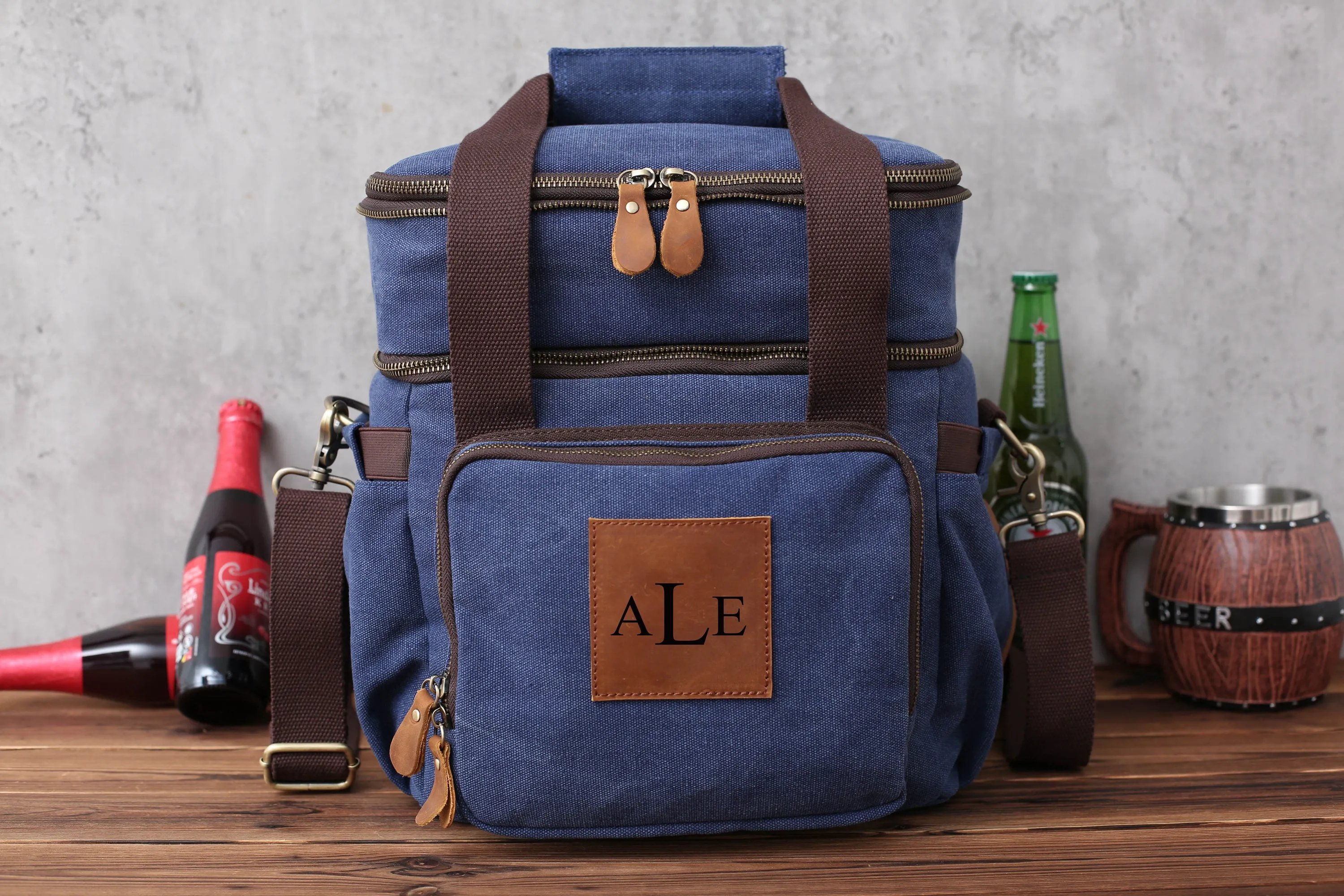 Personalized Double Decker Beer Cooler Bag Groomsmen Cooler Groomsmen Gifts Insulated Lunch Bag