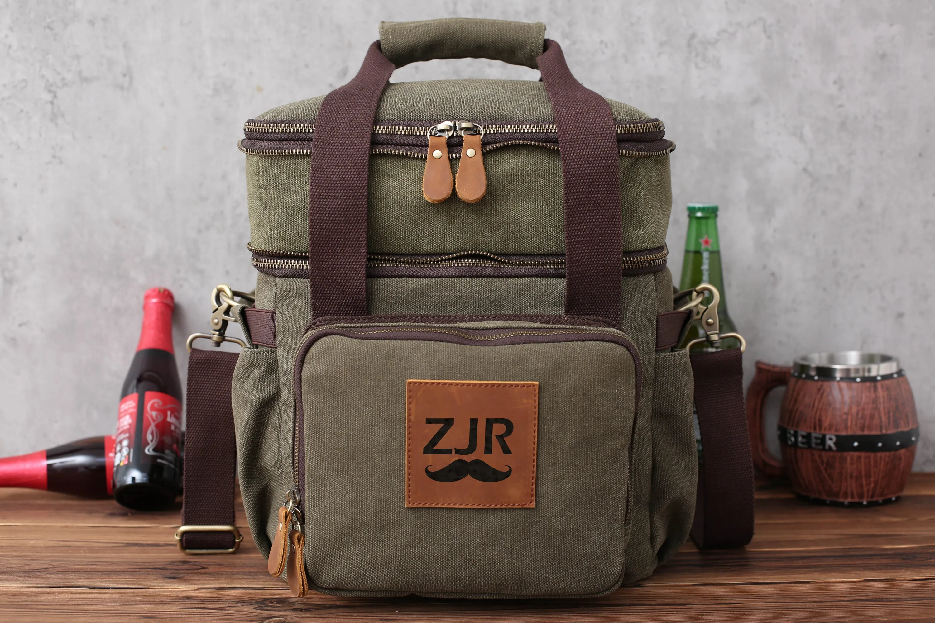 Personalized Double Decker Beer Cooler Bag Groomsmen Cooler Groomsmen Gifts Insulated Lunch Bag