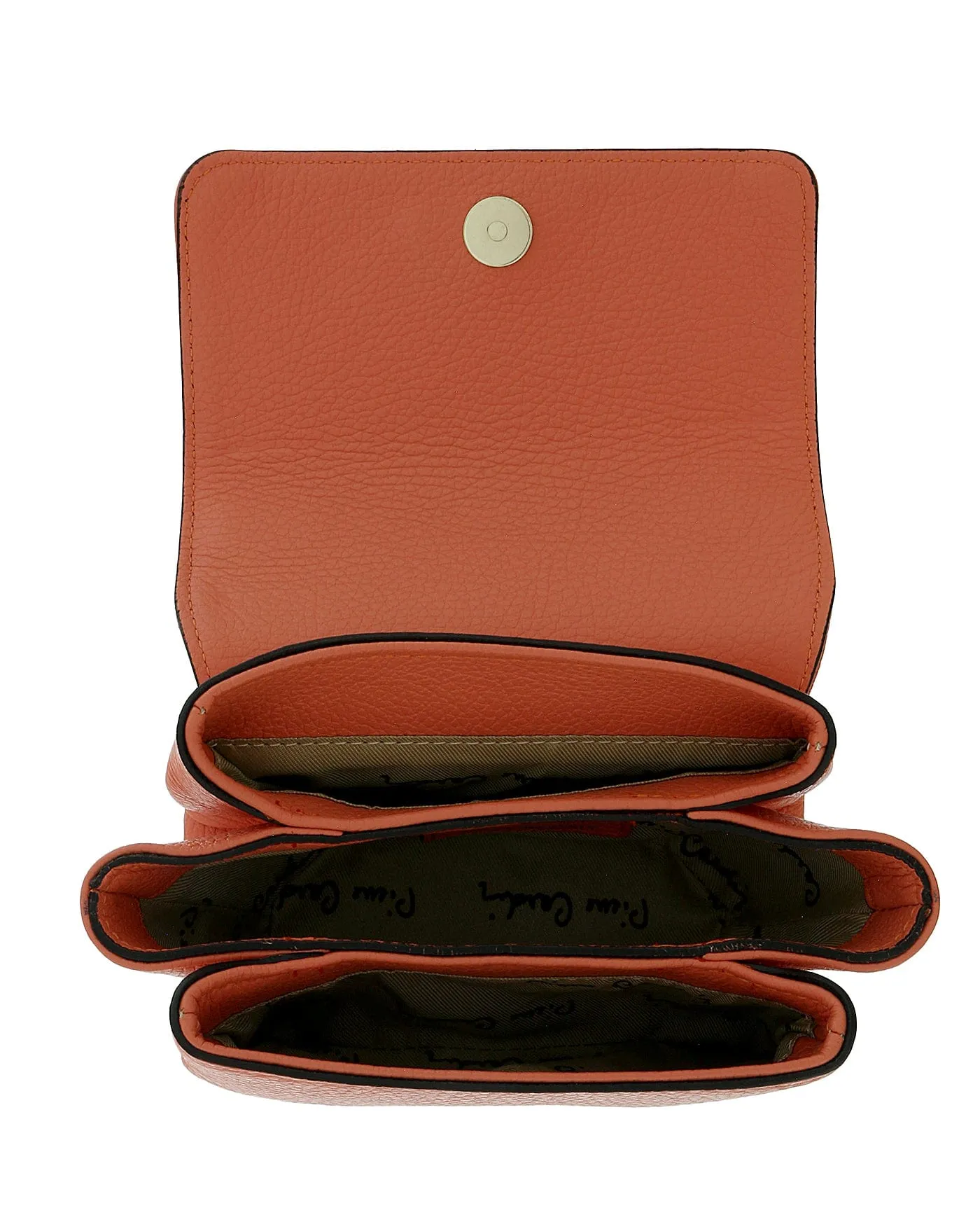 Pierre Cardin Peach Leather Small Soft Square Crossbody Bag