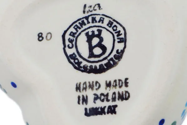 Polish Pottery 4" Heart Shaped Jar Peach Tudor Rose
