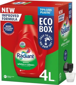 Radiant Eco-Friendly Box Liquid Laundry Detergent for Whites or Colours with Tap 4L