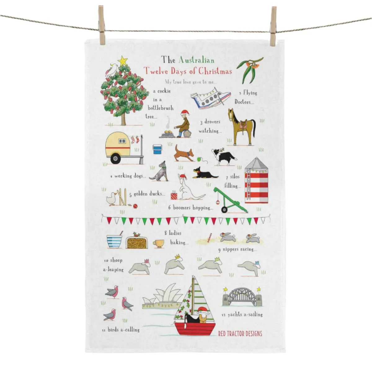 Red Tractor Designs The Australian 12 Days of Christmas Teatowel