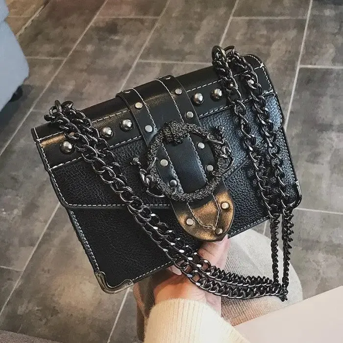 Rivet Lock Chain Shoulder Messenger Bags