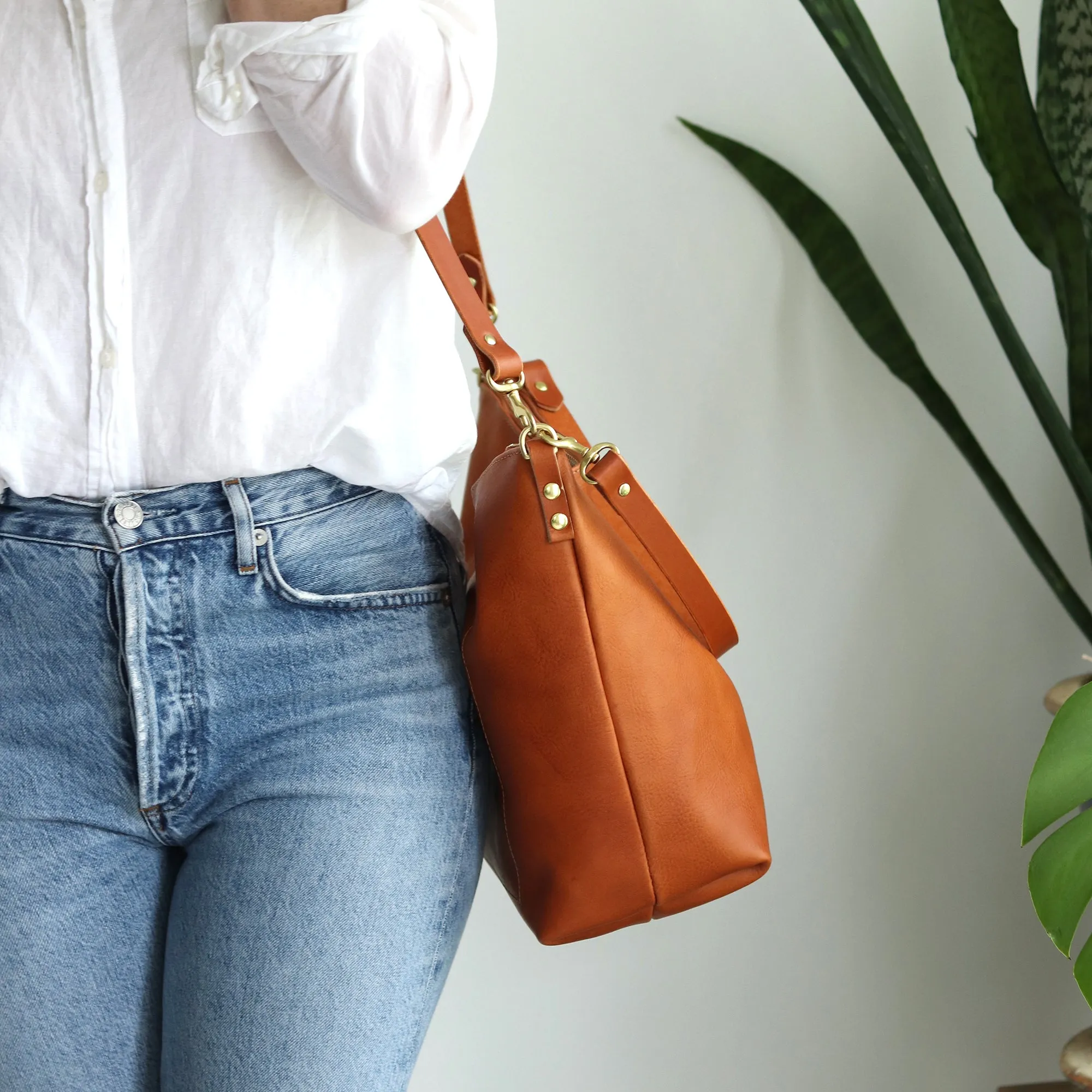 SALE Large Slouchy Hobo Crossbody - Saddle Brown