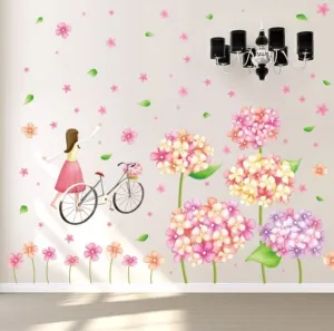 SASTHRA DECORS Nature_Blossom_Girl_(60X90) cm SELF Adhesive Peel & Stick Vinyl Wall Sticker for All Room Types