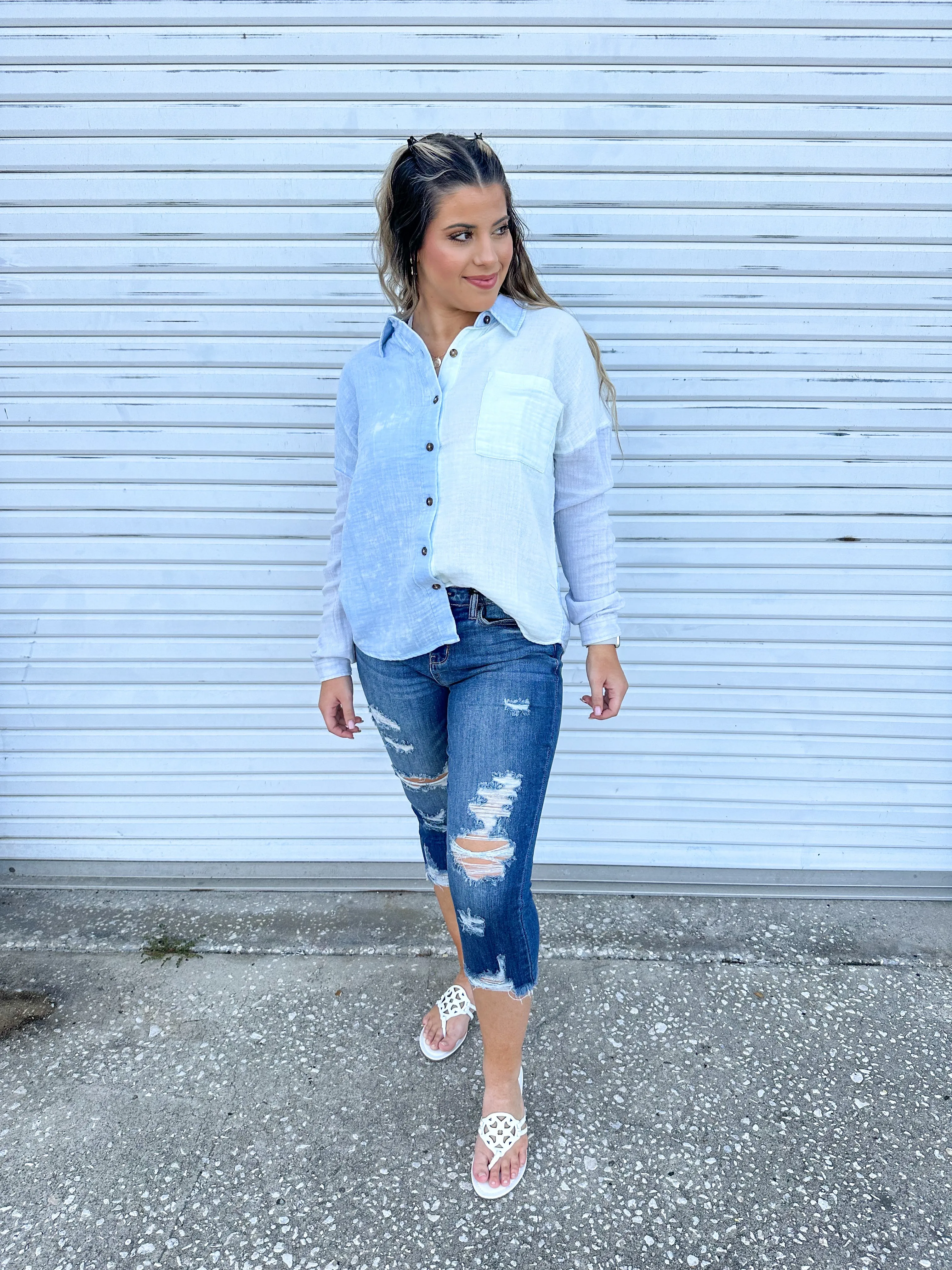 Simply Southern Pastel Mint Blouse