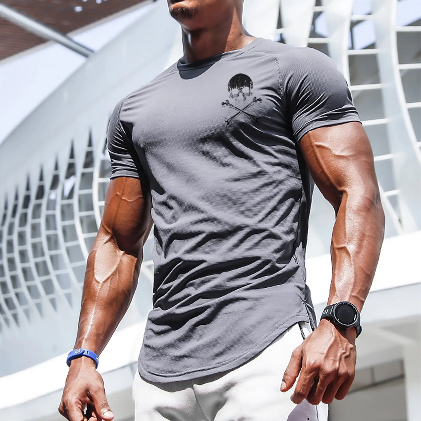 SKULL ACTIVE DRY-FIT MOISTURE WICKING RAGLAN GRAPHIC TEE