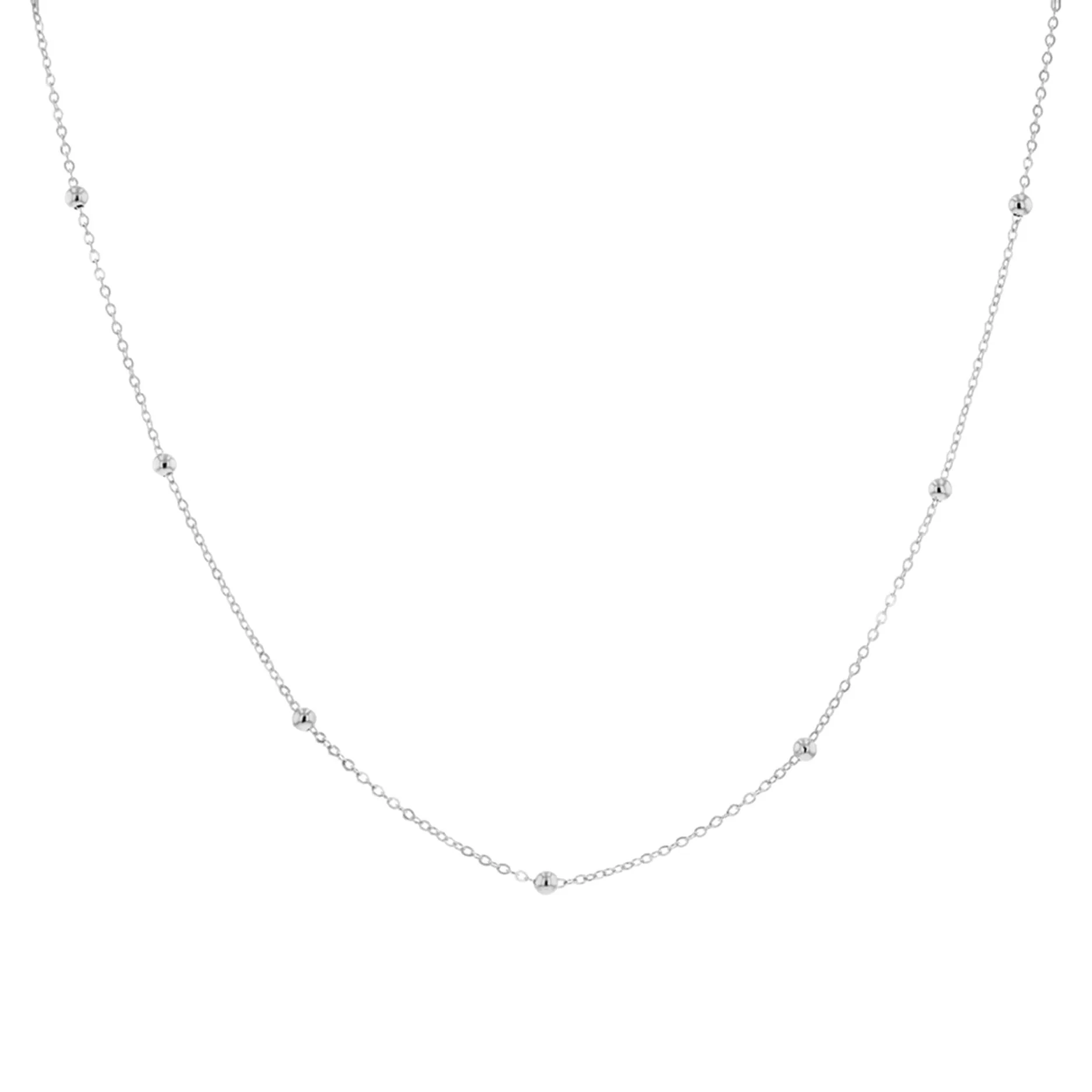 Soleil Collection Beaded Chain Necklace | 9K Solid White Gold