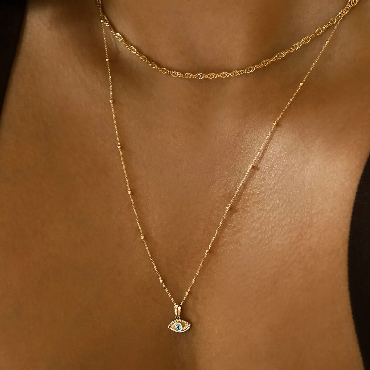 Soleil Collection Beaded Chain Necklace | 9K Solid Yellow Gold