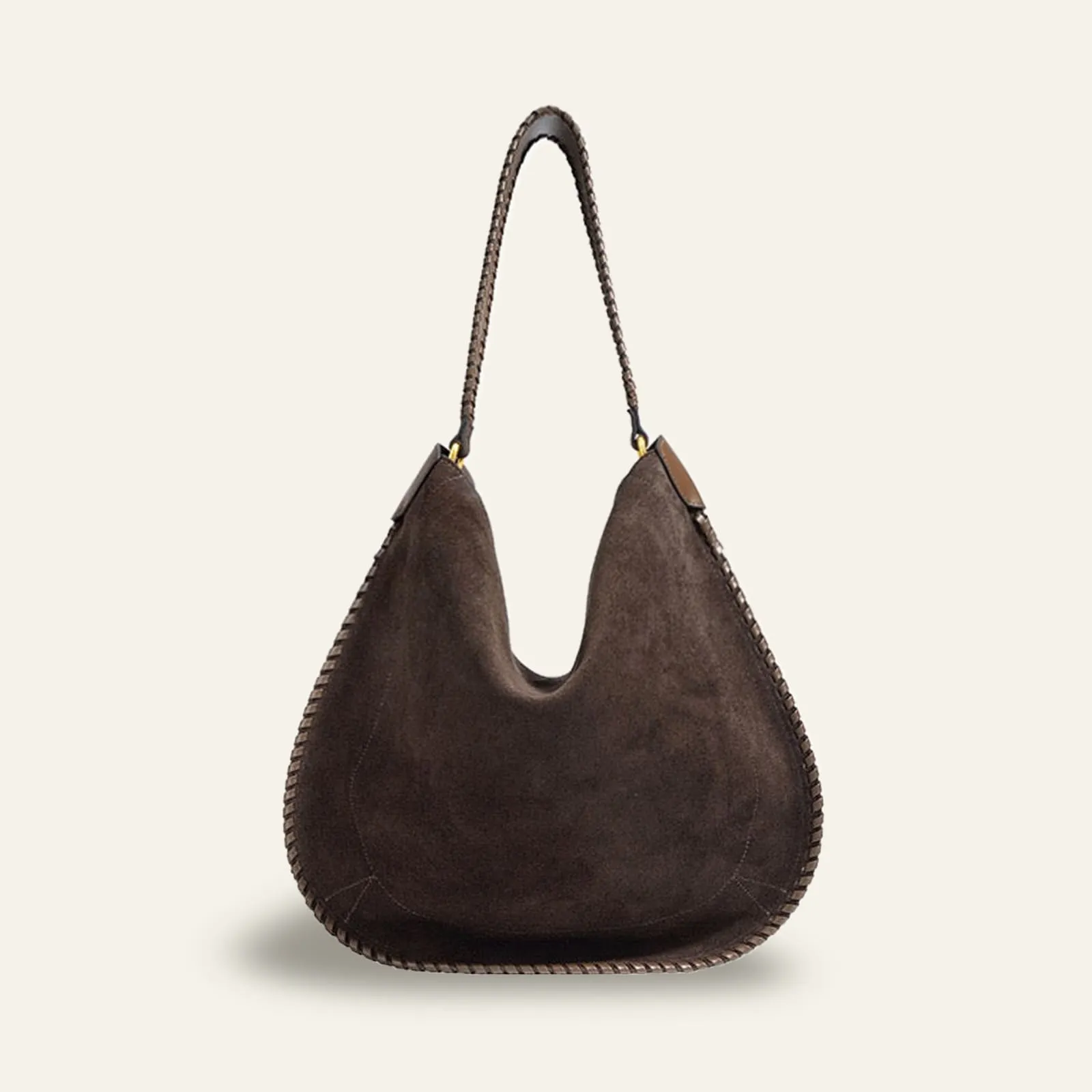 Suede Shoulder Bag - Brown