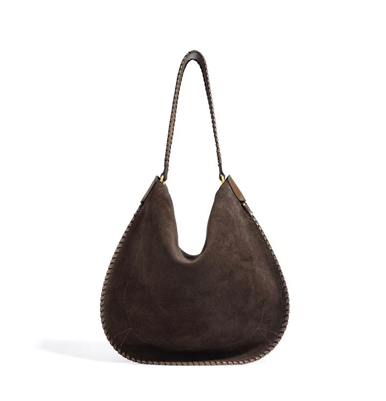 Suede Shoulder Bag - Brown