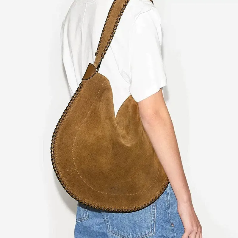 Suede Shoulder Bag - Brown