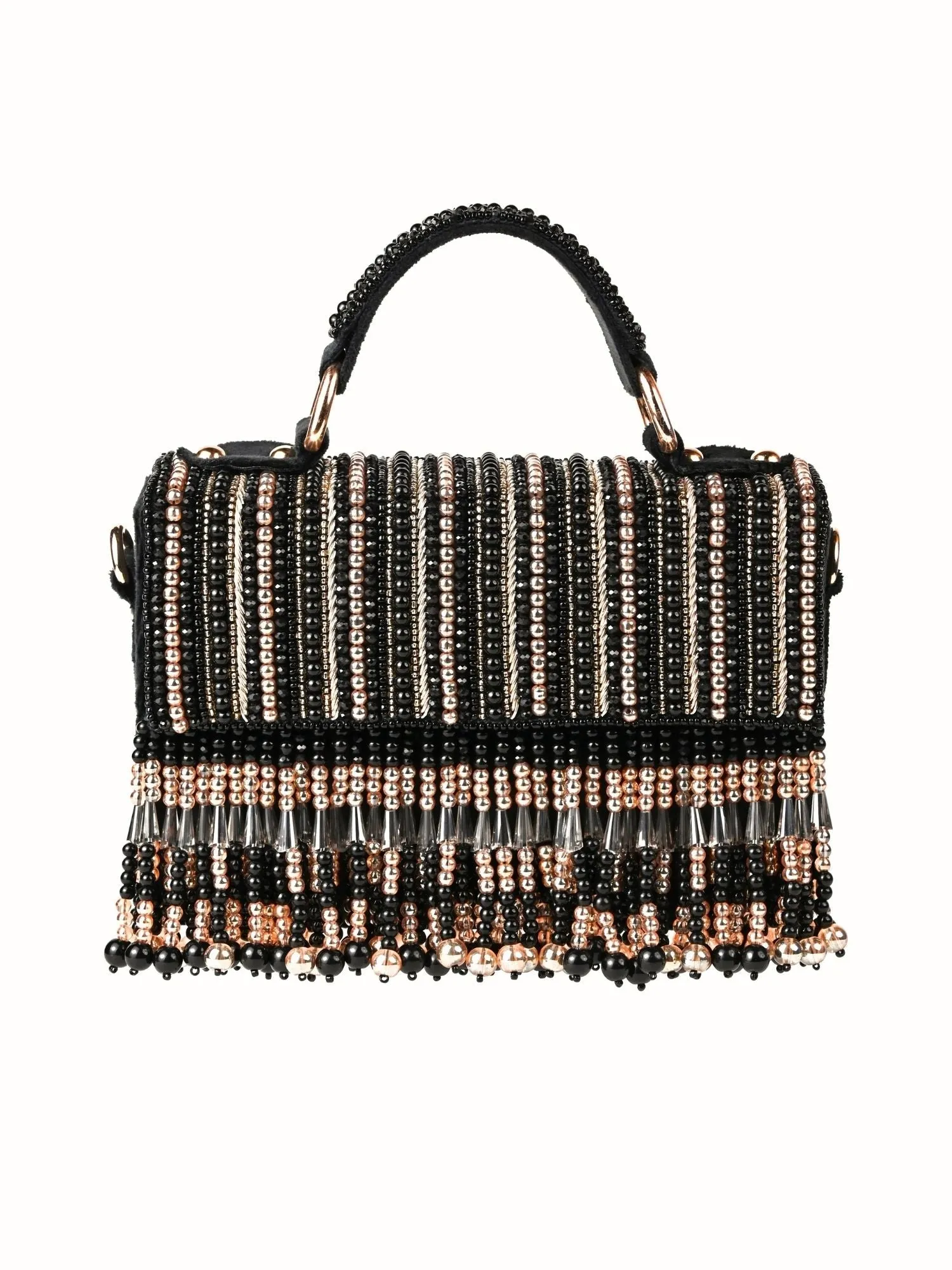 Symphony Black Suede Embellished Box Bag