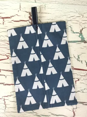 Teepee on Navy Diaper/Wipee Case
