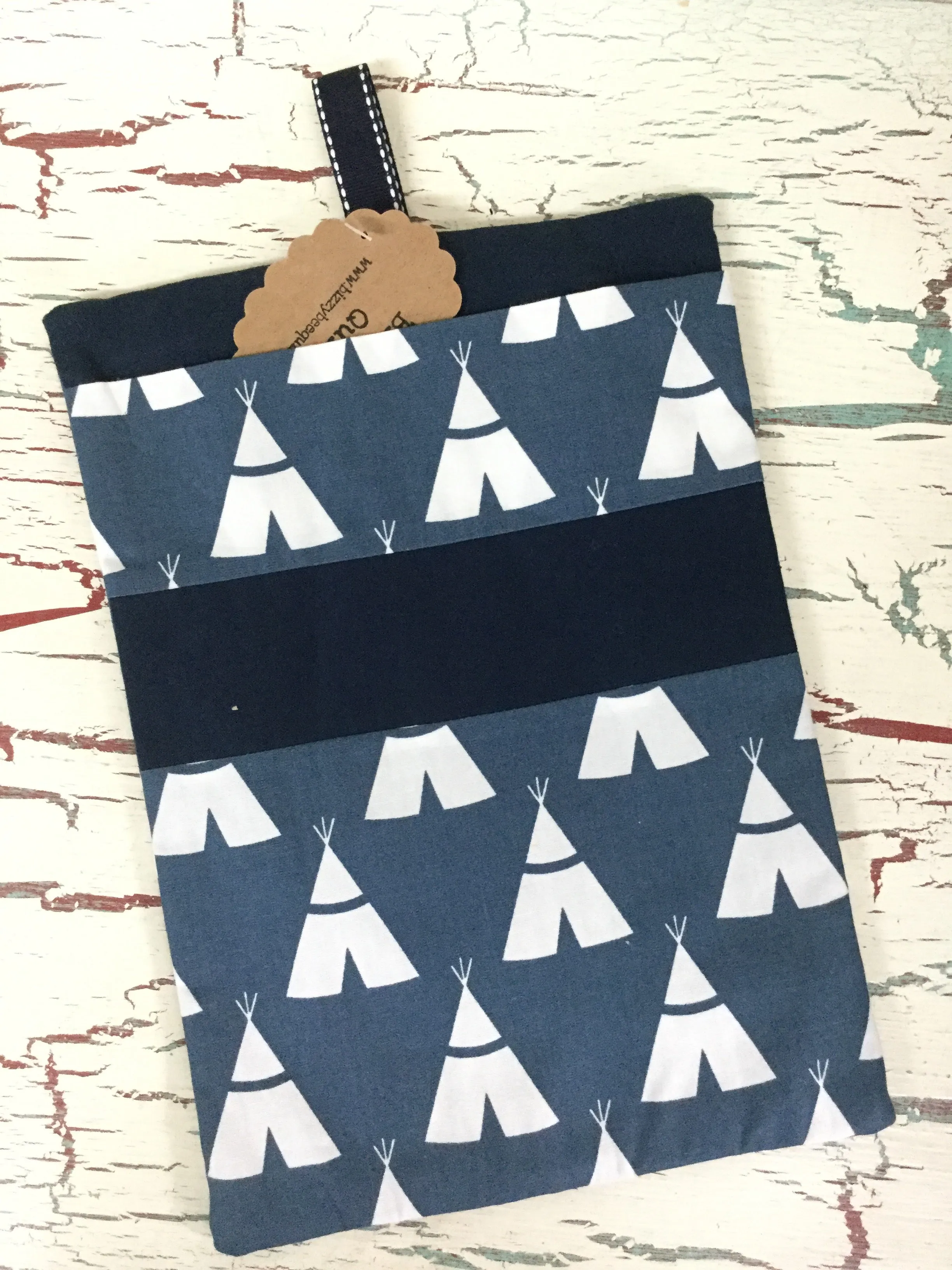 Teepee on Navy Diaper/Wipee Case