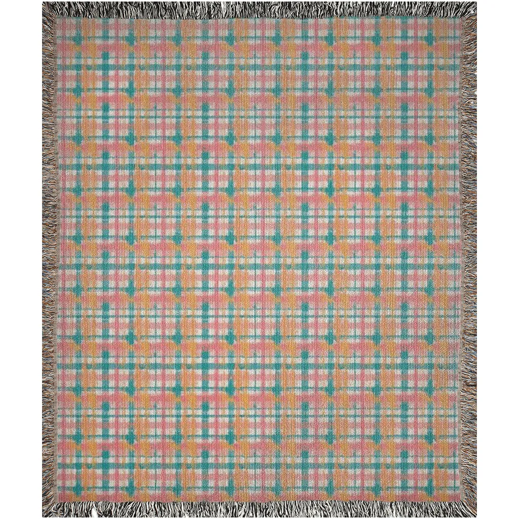 Vampire Art Grunge Premium 100% Cotton Soft Woven Blankets/Throws - Orange Scottish Tartan