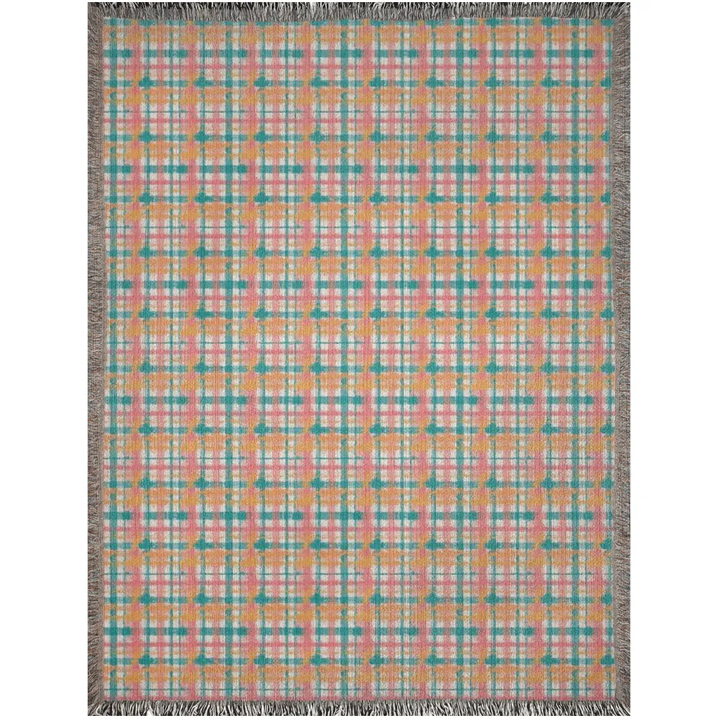 Vampire Art Grunge Premium 100% Cotton Soft Woven Blankets/Throws - Orange Scottish Tartan