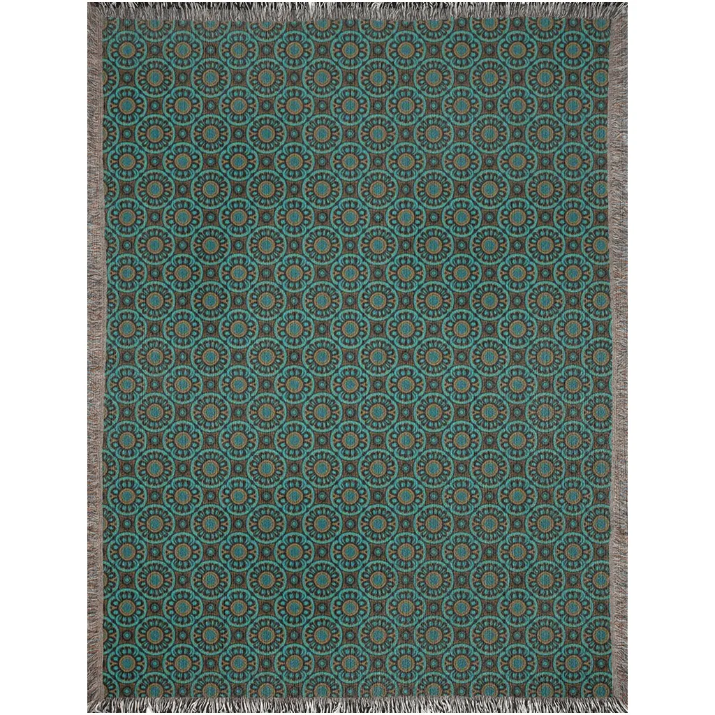 Vampire Art Grunge Premium 100% Cotton Soft Woven Blankets/Throws - Sixties Teal Wheel