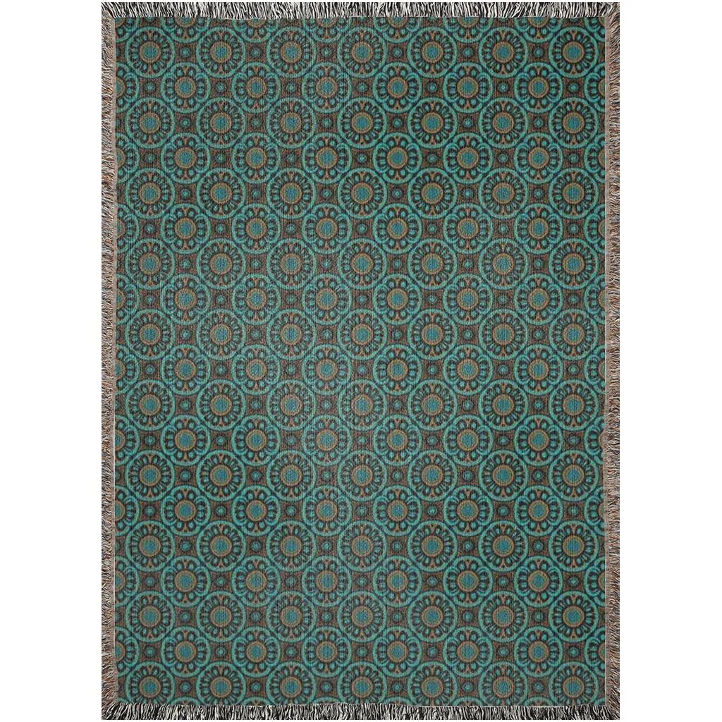 Vampire Art Grunge Premium 100% Cotton Soft Woven Blankets/Throws - Sixties Teal Wheel