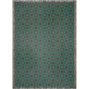 Vampire Art Grunge Premium 100% Cotton Soft Woven Blankets/Throws - Sixties Teal Wheel