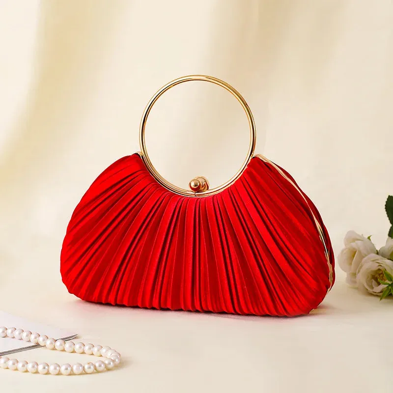 Vintage Pleated Evening Clutch Bag