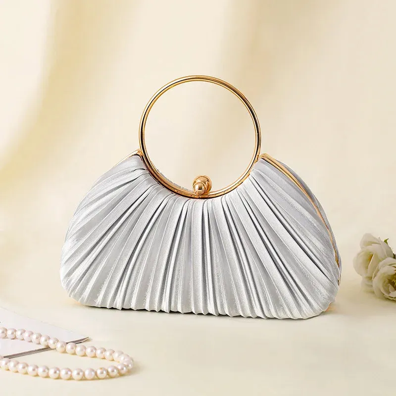 Vintage Pleated Evening Clutch Bag