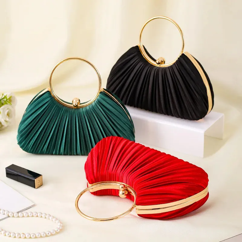 Vintage Pleated Evening Clutch Bag
