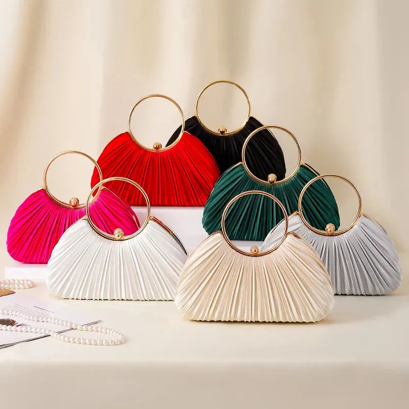 Vintage Pleated Evening Clutch Bag