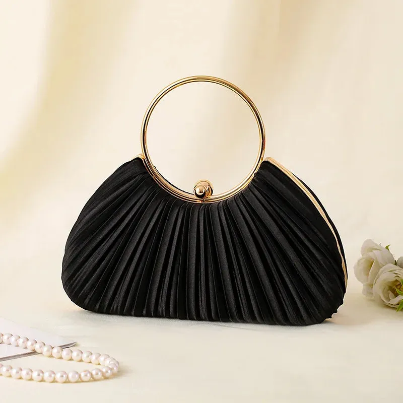 Vintage Pleated Evening Clutch Bag