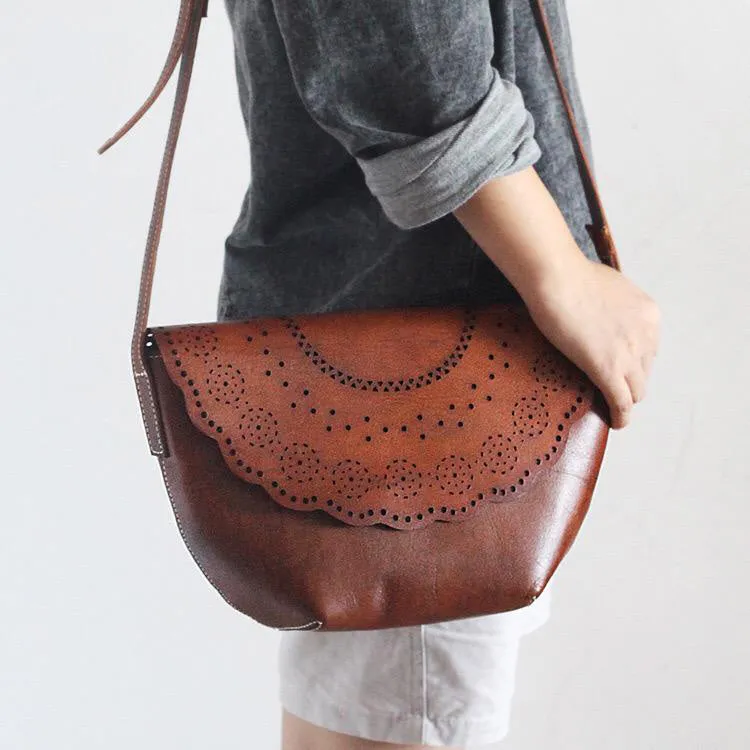 Vintage Womens Boho Leather Cross Body Bags Purses Side Bag for Womens