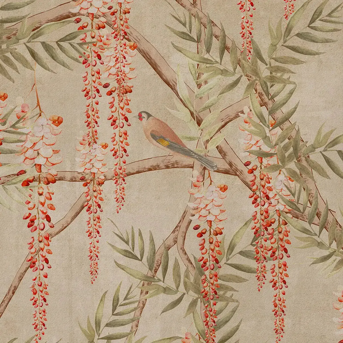Wisteria Dreamscape Artistic Wallpaper Beige