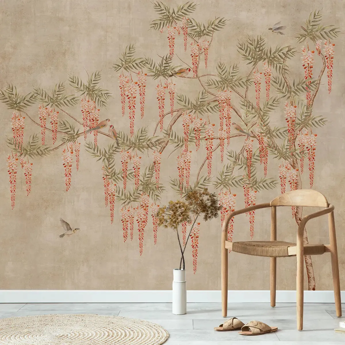 Wisteria Dreamscape Artistic Wallpaper Beige
