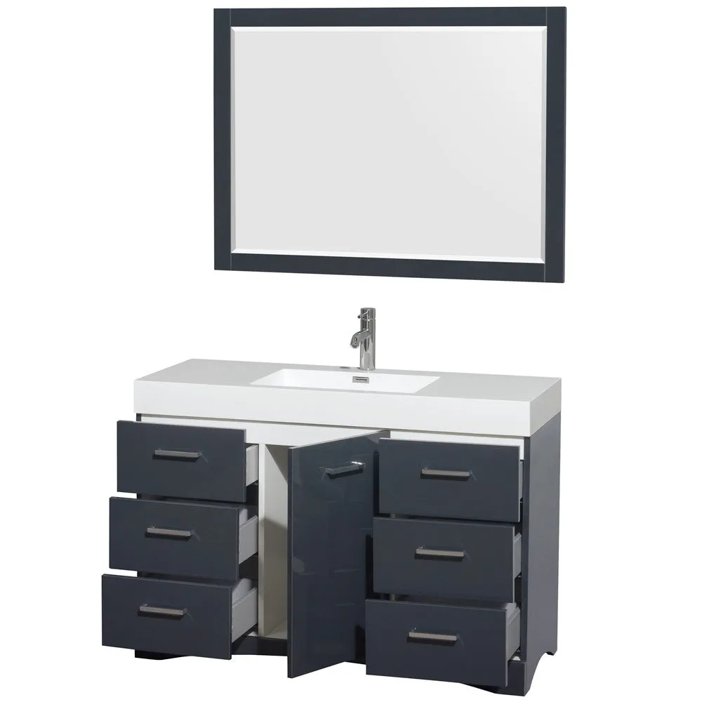 Wyndham Collection Delray 48" Bathroom Vanity Set With Integrated Sink And Mirror - Clay